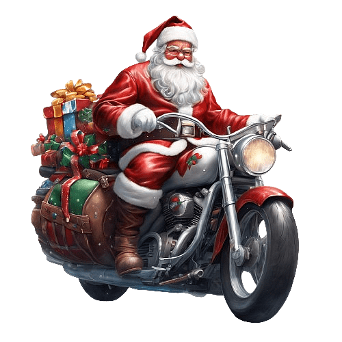 Cool Santa Claus on a Motorbike