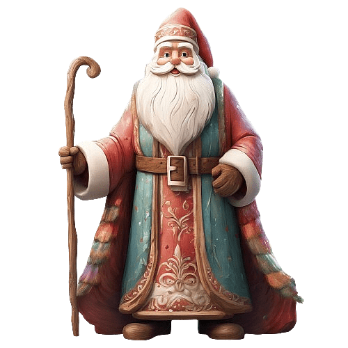 Wooden Carved Santa Claus Figurine