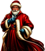 Father Christmas Style Santa Claus With A Long, Flowing Robe, Classic - Detailed Figure Of A Classic Santa Claus, Emphasis On Colors And Festive Attributes, Full Body Figure In The Middle Of The Frame, High Detail, White Background, No Shadow