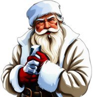 Santa Claus In A White Suit, Inspired By A Snowy Christmas, Classic - Detailed Figure Of A Classic Santa Claus, Emphasis On Colors And Festive Attributes, Full Body Figure In The Middle Of The Frame, High Detail, White Background, No Shadow