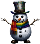Snowman with Rainbow Scarf