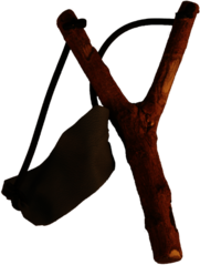 Wooden Slingshot With Green Patch