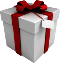 White Box Tag Red Ribbon Gift