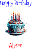 Happy Birthday Alyson Custom Message