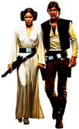 Carrie Fisher and Harrison Ford in Star Wars