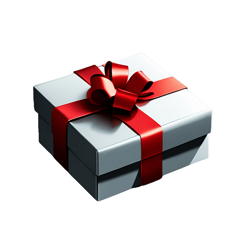 White Christmas Present with Red Ribbon