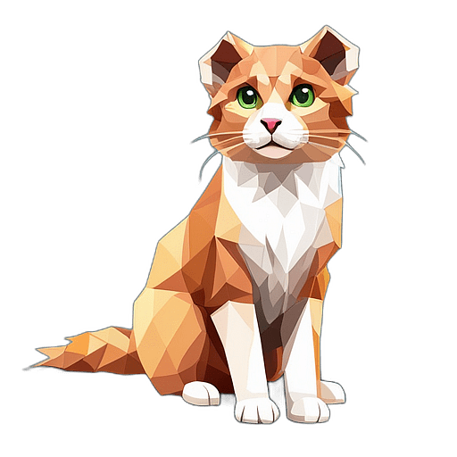 American Curl, Children'S Cartoon Animation Style - Full Body, Single View, No Shadow