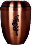 Copper Coloured Urn With Rose Emblem