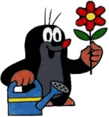 Little Mole Holding Watering Can