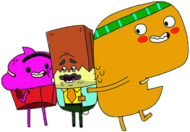 Cupcake & Dino Holding Uncle Chance