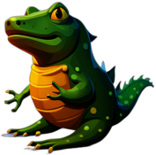 Salamander, Cartoon Character - In The Style Of Pixar, Single View, No Shadow