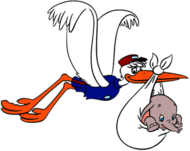 Dumbo Transported By Stork