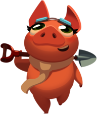Farm Heroes Saga Amelia the Pig Holding Spade