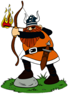 Halvar the Viking Aiming Flaming Arrow