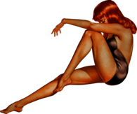 Pin Up in Swimsuit Side View - Vintage Illustration