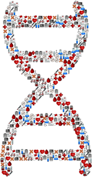 DNA Helix with Medical Icons
