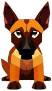 Belgian Malinois, Children'S Cartoon Animation Style - Full Body, Single View, No Shadow