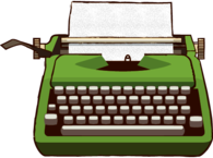 Vintage Typewriter Green Clipart
