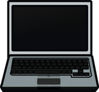 Open Laptop Computer Dark Grey Clipart
