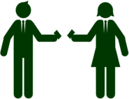 Man and Woman exchanging Business Cards