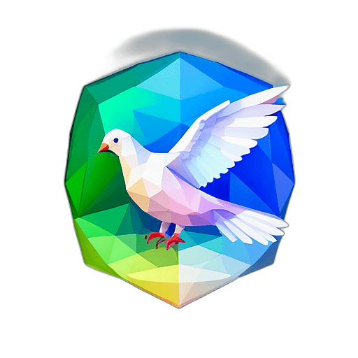 Dove Against A Rainbow, Symbolizing Unity, Holding An Olive Branch., In The Style Of A Cartoon Animation Character - Full Body, Single View, No Shadow