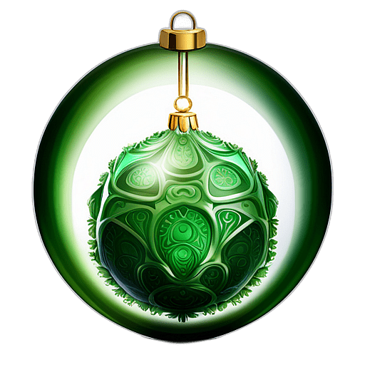 Emerald Green Bauble With A Glossy Finish, Minimalist - Single Item, Decorated Christmas Bauble, High Detail, No Shadow