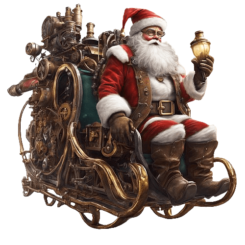 Santa Claus on a Mechanical Sleigh