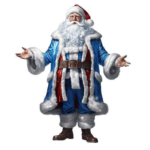 Santa Claus in a Blue and Silver Suit