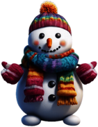 Snowman with Colorful Hat and Scarf