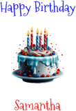 Happy Birthday Samantha Custom Message