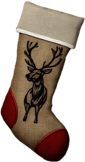 Burlap Christmas Stocking with Reindeer Embroidery