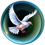 Dove In A Bubble, Delicate Peace, With A Fragile Olive Twig., In The Style Of A Cartoon Animation Character - Full Body, Single View, No Shadow
