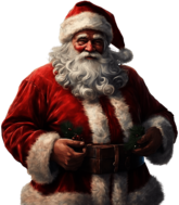 Santa Claus Holding Wooden Gift Box