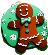 Classic Gingerbread Man With White Icing And Button Details, Minimalist - Gingerbread Men, Decorated For Christmas, With Colorful Details And Icing, Single Item, No Shadow
