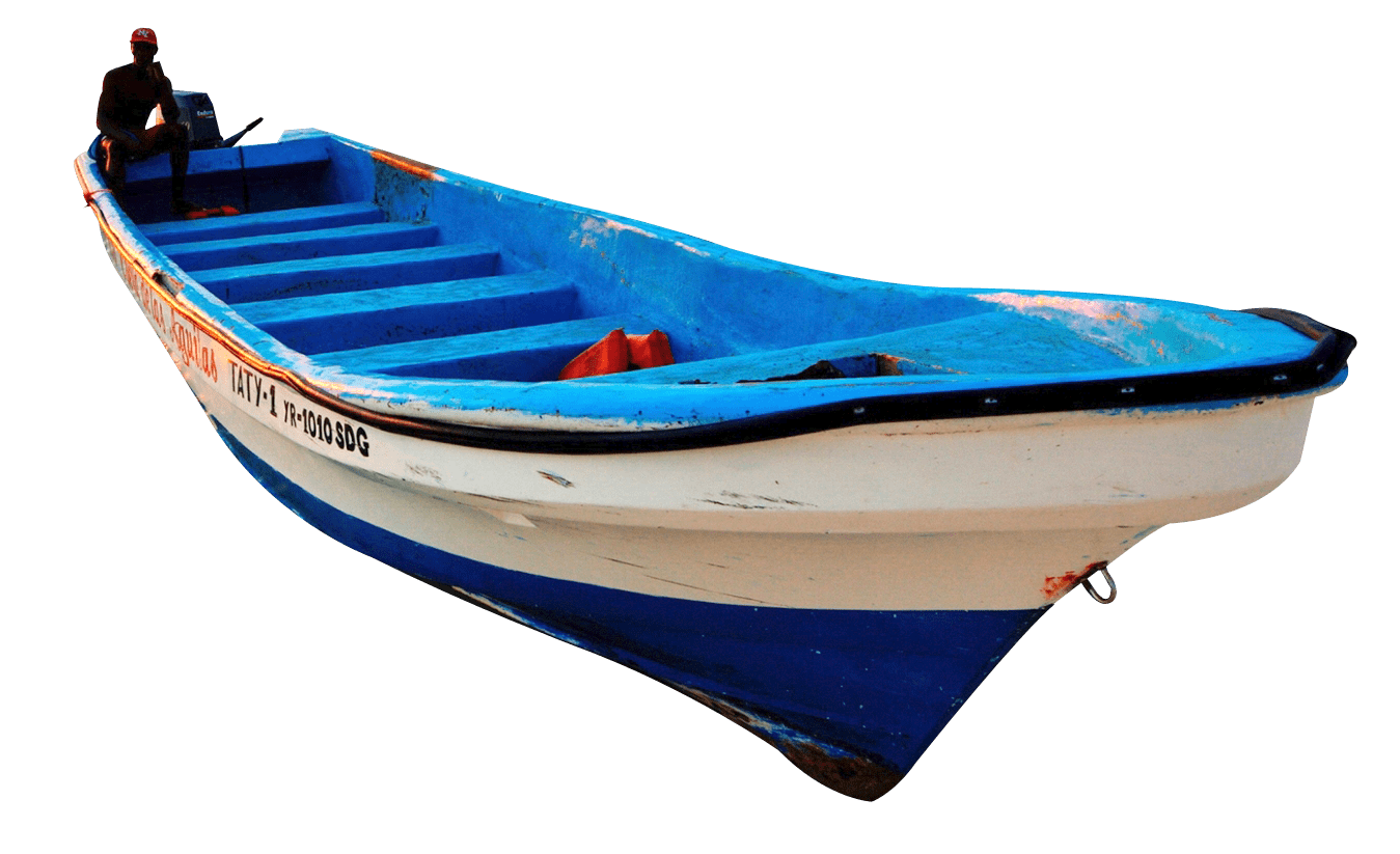 White Blue Wooden Boat