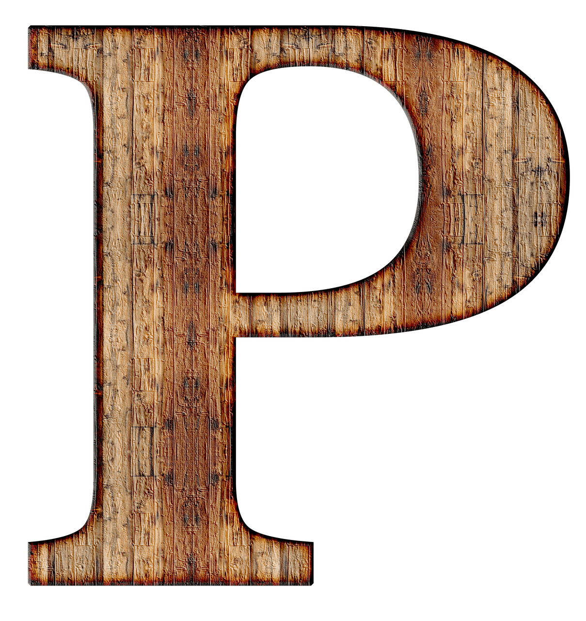 Wooden Capital Letter P