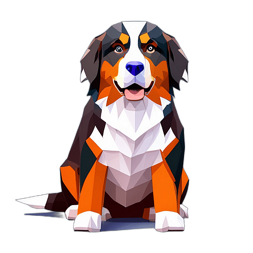 Bernese Mountain Dog, Children'S Cartoon Animation Style - Full Body, Single View, No Shadow