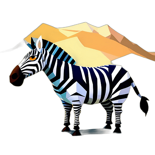 Zebra, Cartoon Character - In The Style Of Pixar, Single View, No Shadow