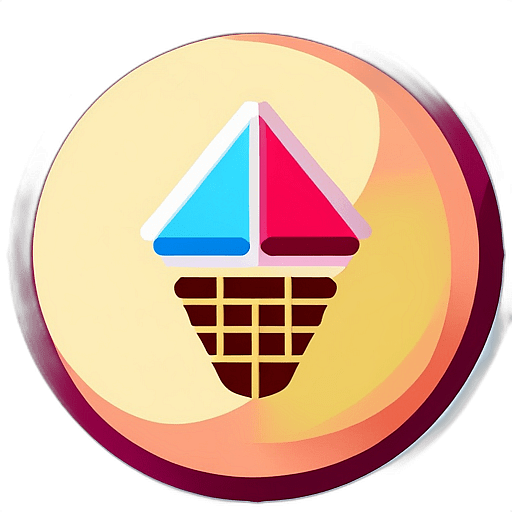 Ice Cream Parlor, Minimalist App Icon - Circle Icon Bevel Border