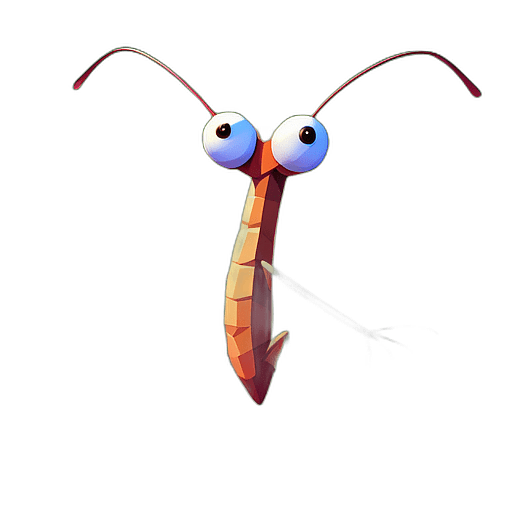 Stick Insect, Children'S Cartoon Animation Style -  Full Body, Single View, No Shadow