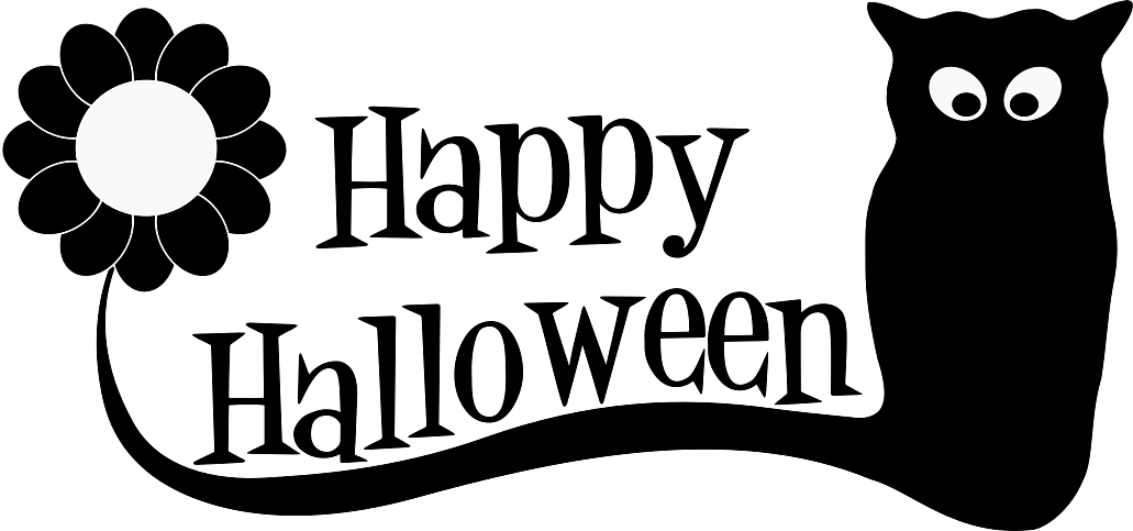 Happy Halloween Cat and Flower