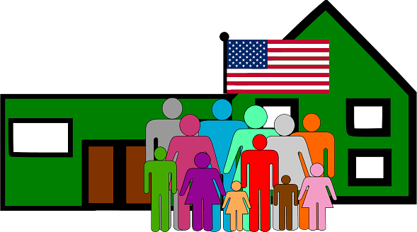 Group of People in front of USA Building