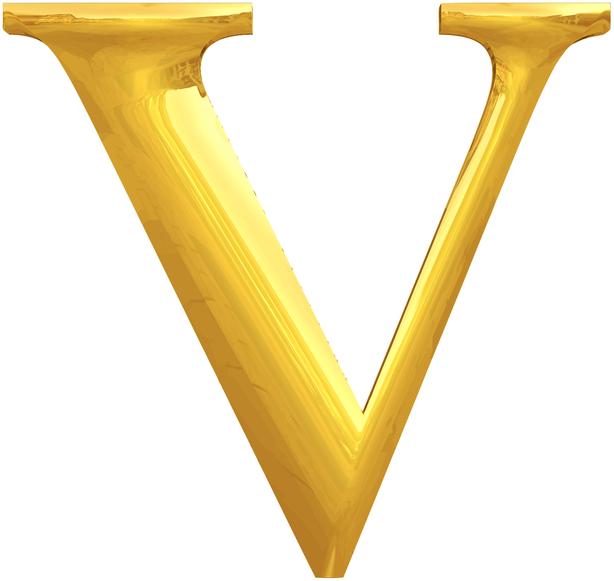 Gold Typography Letter V