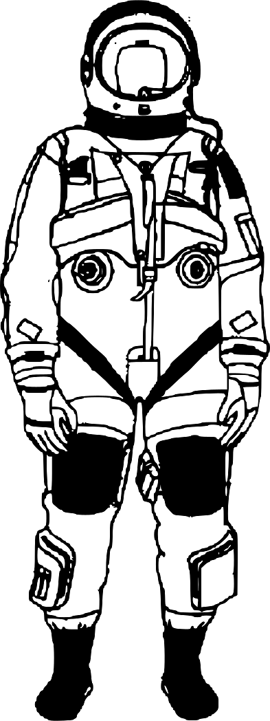 Astronaut in Suit Black and White