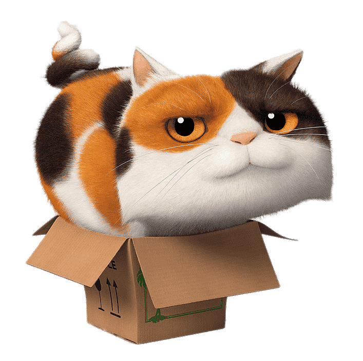 Home character Pig the Cat in a box