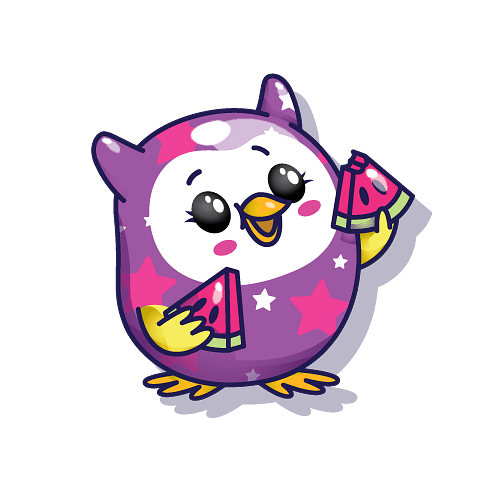 Pikmi Pop Middy the Owl Eating Watermelon