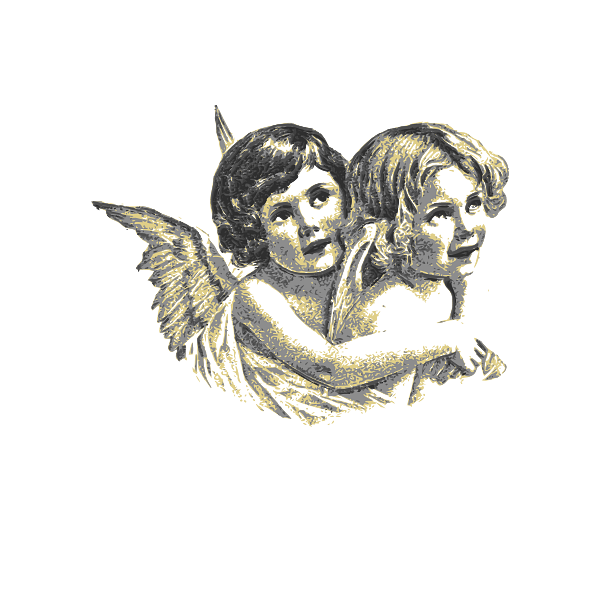 Two Angel Kids Vintage Illustration