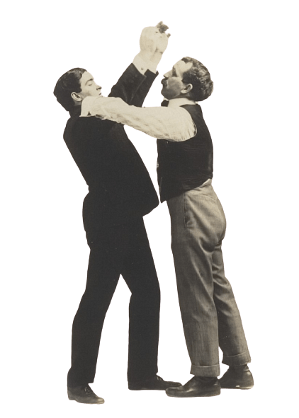 Two Victorian Men Fighting in Self-Defense Demonstration