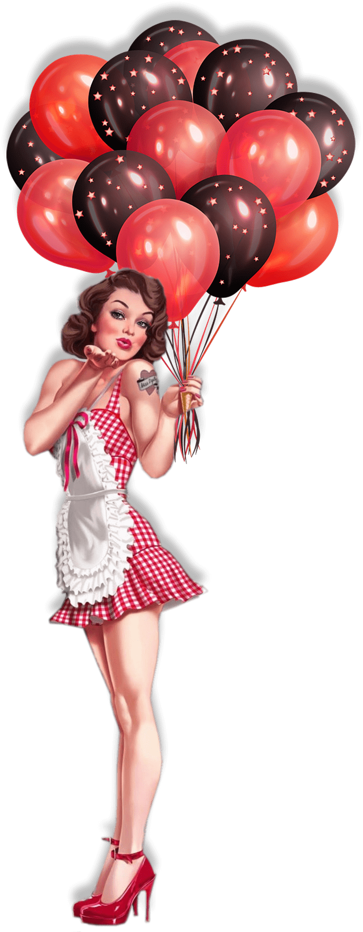Pin Up With Balloons Vintage Illustration