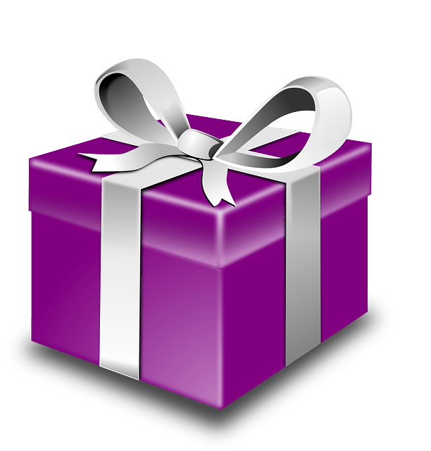 Purple Gift Box With Silver Ribbon